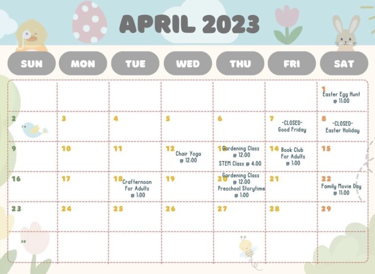April Library Programs April Library Happenings - Hatchie Press