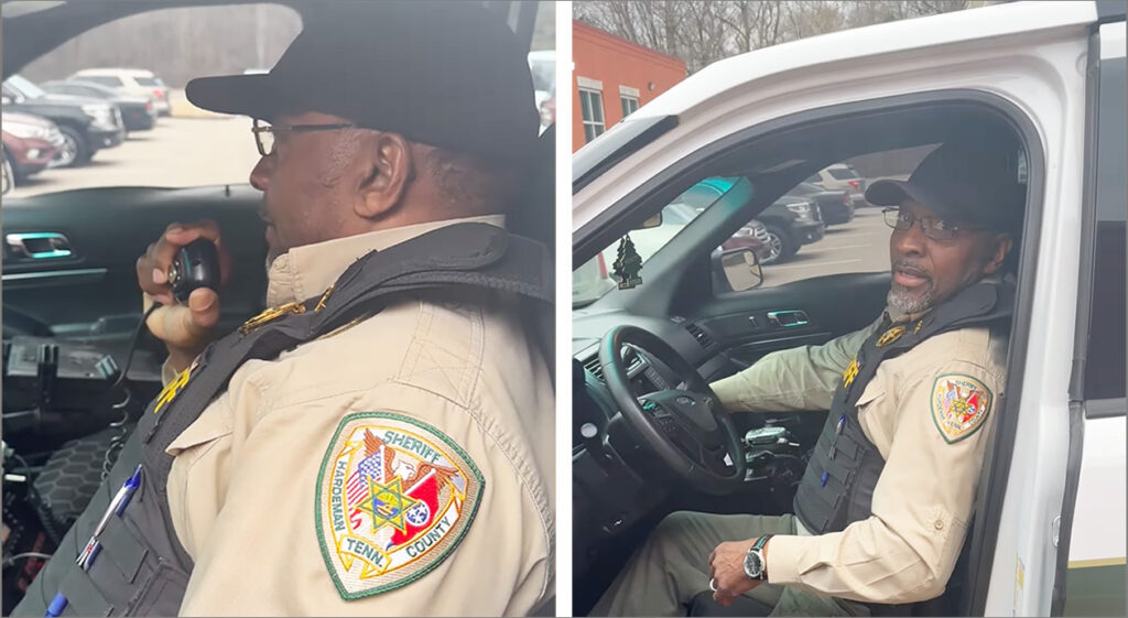 Hardeman County Sheriff’s Lieutenant Tommie Wood doing a 10-7 code.